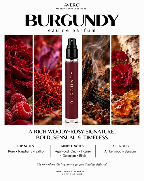 Avero Burgundy Eau de Parfum | Hybrid of Ombre Nomade by Louis Vuitton & Aventus by Creed